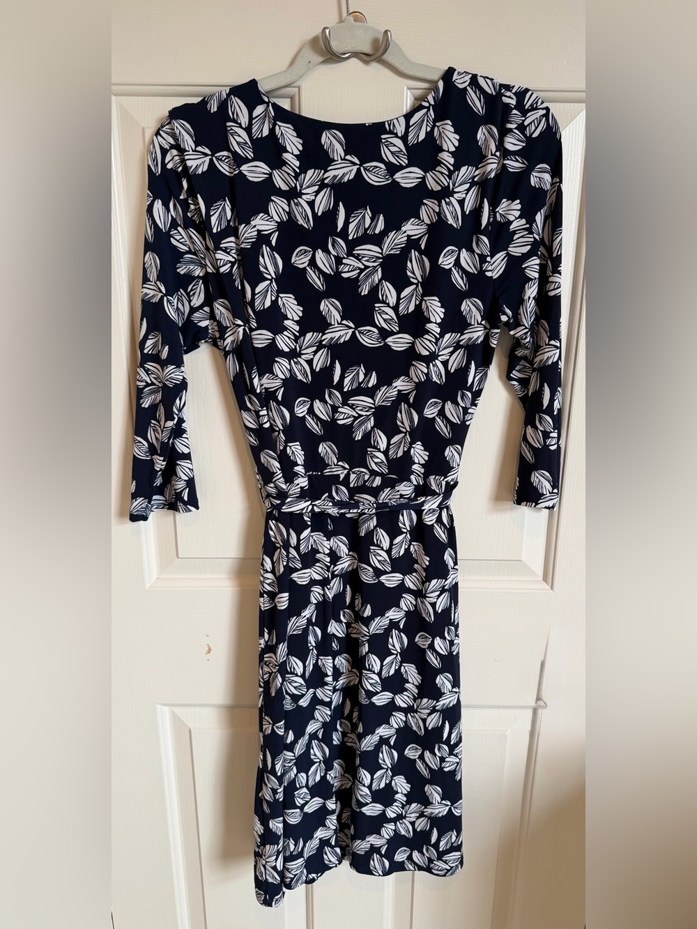 NWOT 41 Hawthorn Surplice Faux Wrap Dress Navy & White Size L - Picture 4 of 6